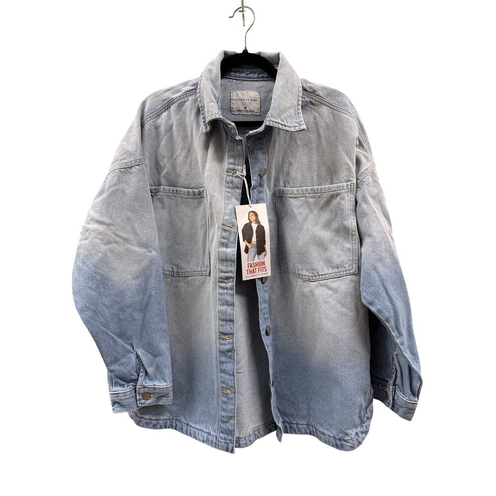 NEW! Celebrity Pink Women's Denim Blue Shacket Jeans Jacket Cotton Size M